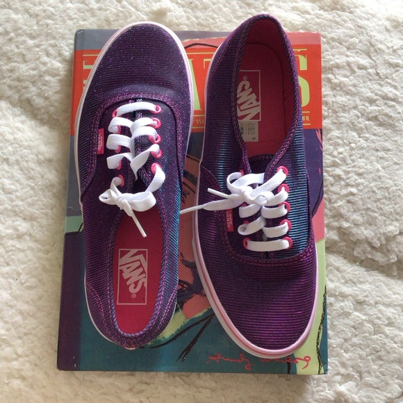 Vans Off the Wall Sneaker in Metallic Purple Excellent Size 8.5 Men/10 Women - Picture 4 of 13